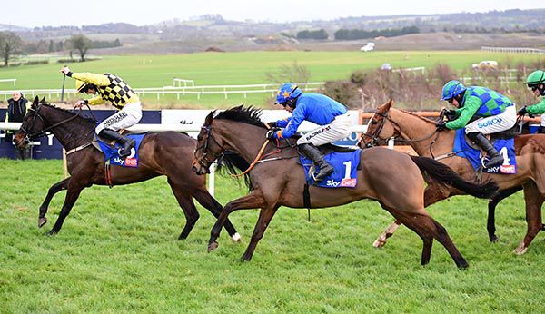 Dreal Deal (1) chases runner-up Ganapathi early on the run-in