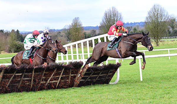 Brazos and Kevin Brouder over the last in Navan