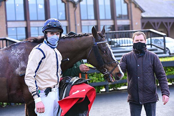 Paddy pictured with trainer Dermot McLoughlin and Thunderosa at Punchestown