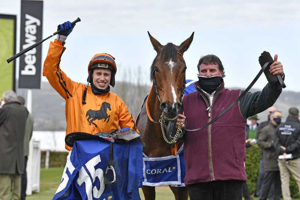Heaven Help Us with Paul Hennessy, right, and Richie Condon after winning the Coral Cup