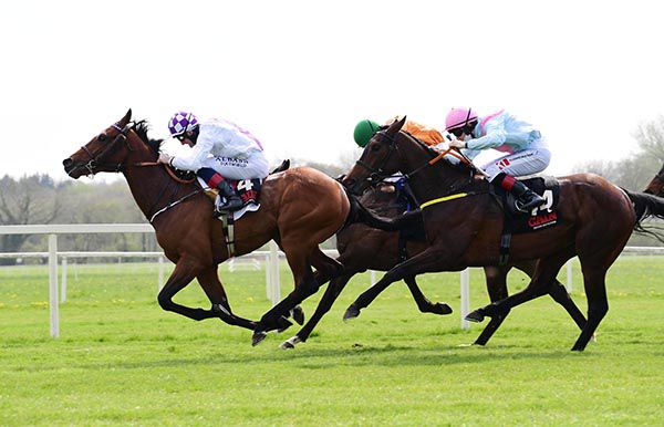 Vocito (Kevin Manning) wins from Helvic Princess (pink cap) 