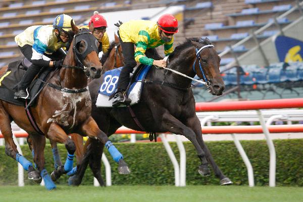 Sky Darci (red cap) trials under Joao Moreira.