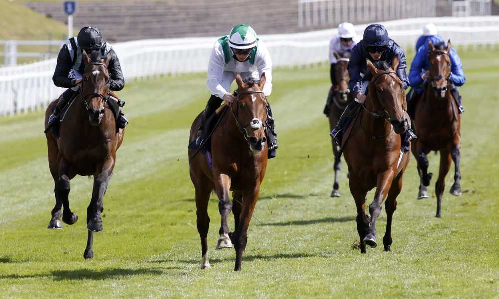 Youth Spirit (white and green) wins from Sandhurst (navy)