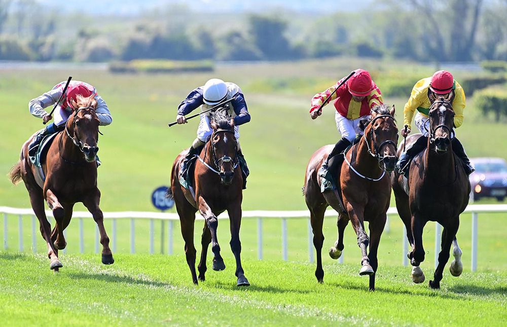 Charterhouse and Robbie Colgan (second from right) win from Laelaps (second left)
