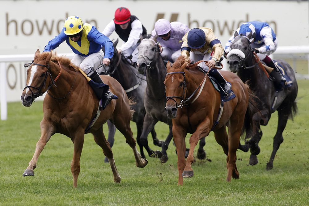 Dream Of Dreams (left) winning the Diamond Jubilee Stakes at Royal Ascot