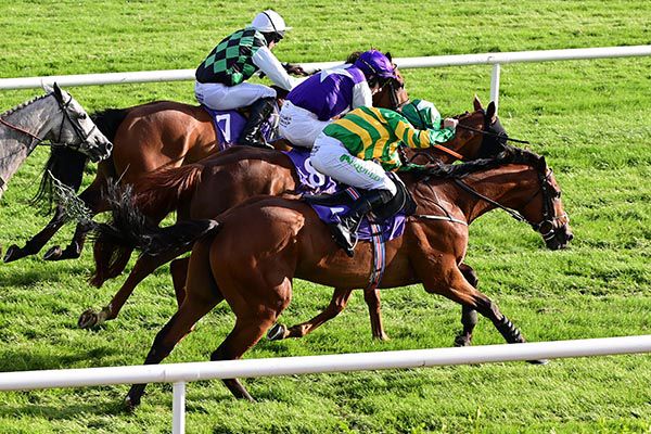 Filon D'oudairires (nearest) comes with his winning run away from the last