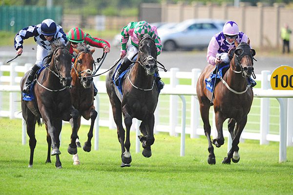No More Porter (left) is ridden out by Wayne Lordan to beat Comfort Line (centre)
