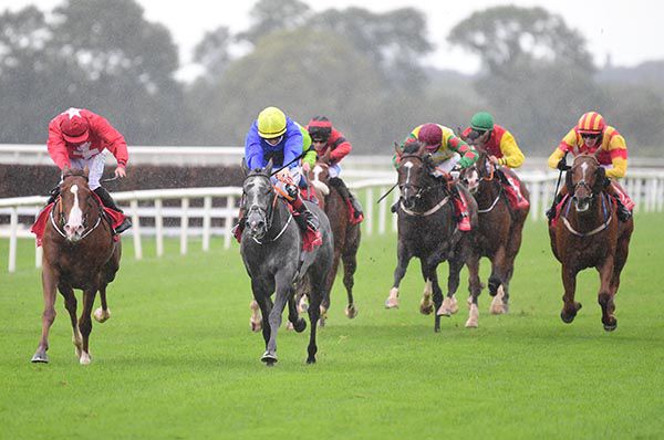 Secret Road, yellow cap, wins a battle with Tullypole Annie