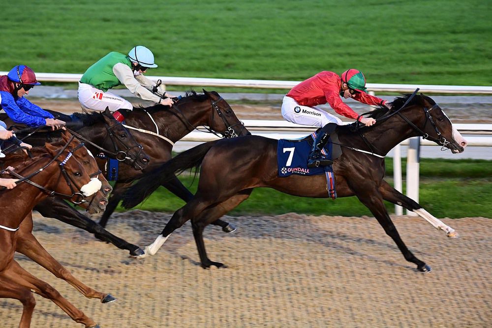 Snaffles approaches the winning post