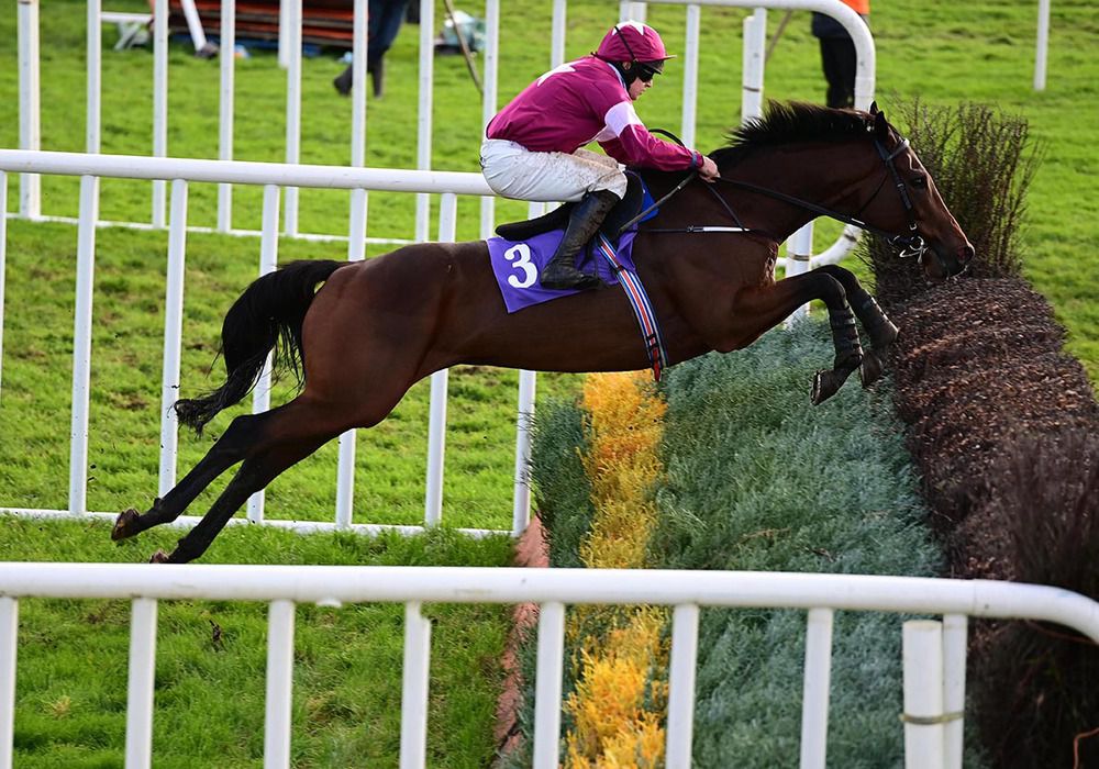 Fire Attack jumps the last under Shane Fitzgerald