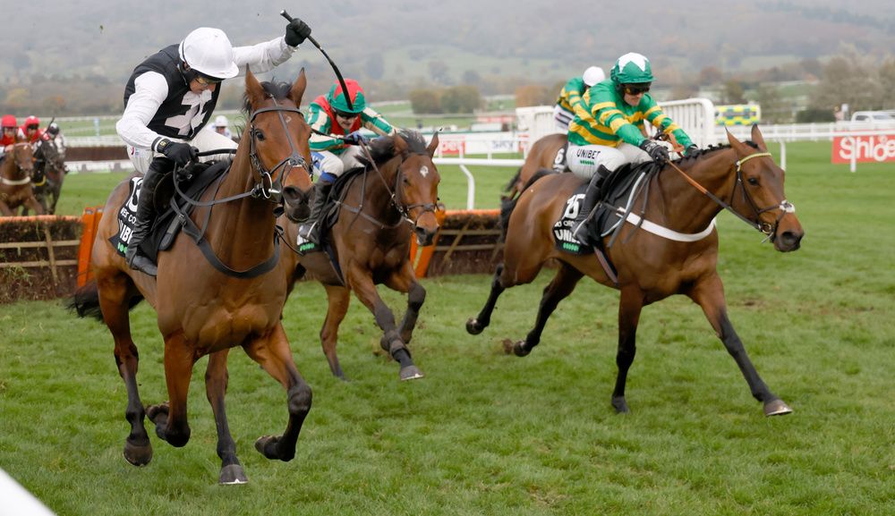West Cork (left) winning the Unibet Greatwood Handicap Hurdle
