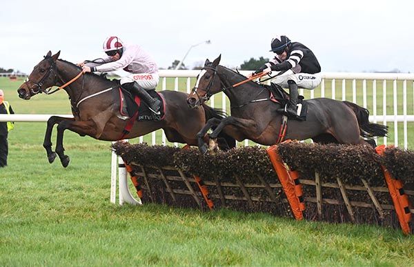  Humble Glory and Davy Russell (far side) win from Broomfield Hall 