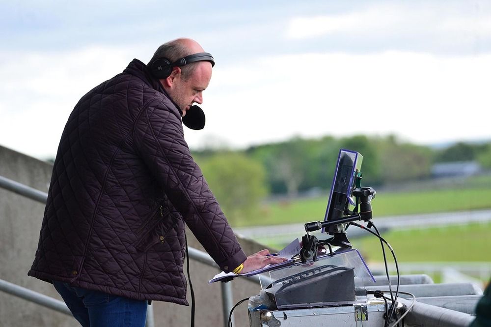 Jerry commentating at Ballinrobe earlier this year