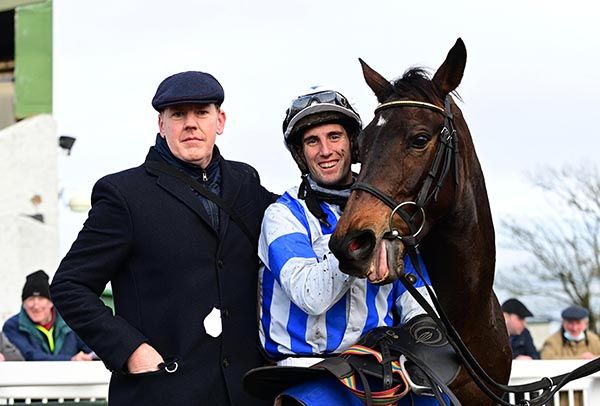 Powerful Out pictured with Derek McGrath and owner Conor Lannen  