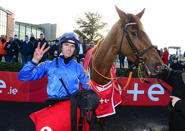 Donagh Meyler after completing his treble at Fairyhouse