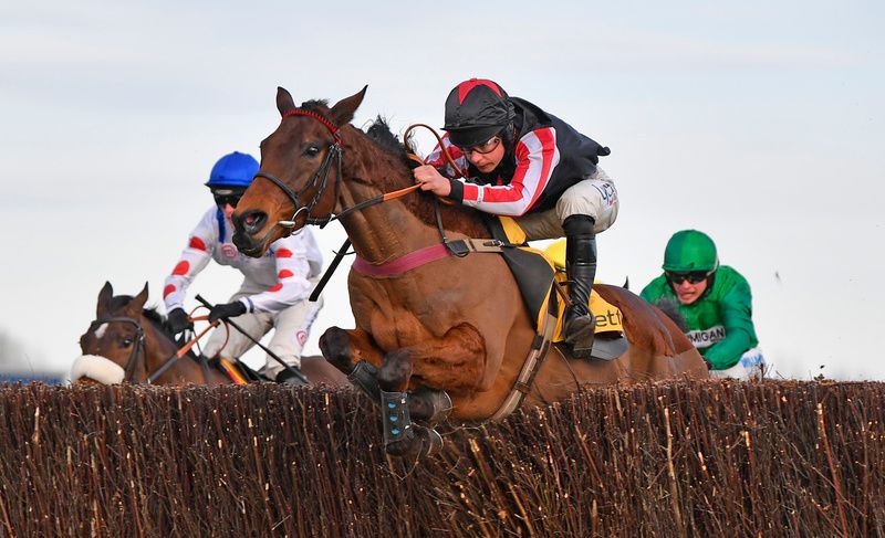 Funambule Sivola (Charlie Deutsch) winning the Betfair Exchange Game Spirit Chase at Newbury