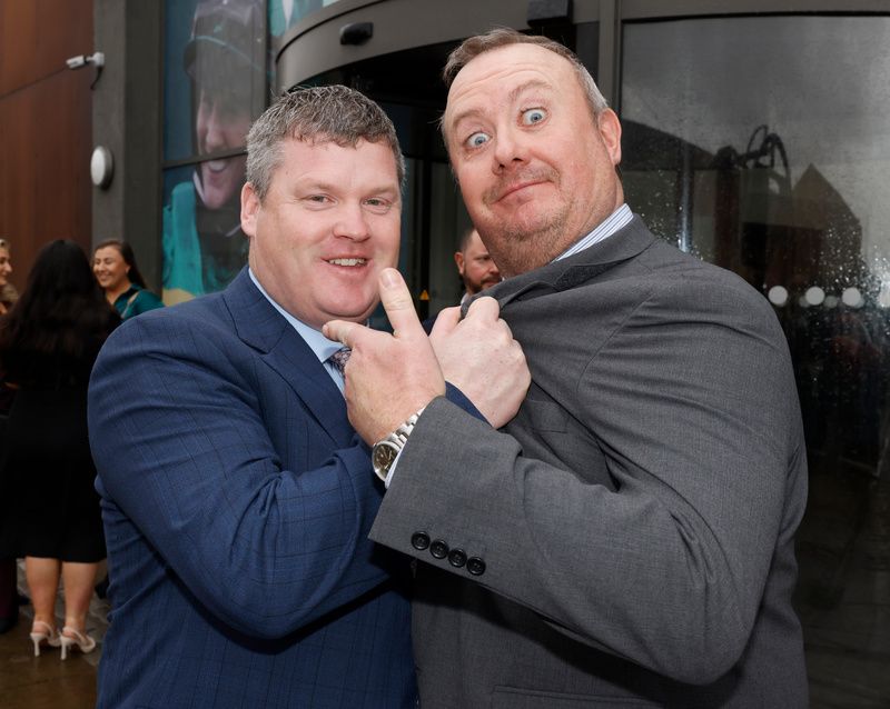 Gordon Elliott gets to grips with handicapper Martin Greenwood at The Grand National Weights Launch 