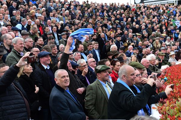 Cheltenham 15-3-22 Punters greet HONEYSUCKLE and Rachael Blackmore after they won the Unibet CHampion Hurdle(Healy Racing)