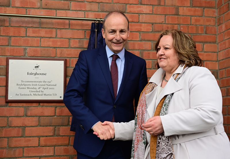 Horse Racing Ireland CEO Suzanne Eade pictured with Taoiseach Michael Martin
