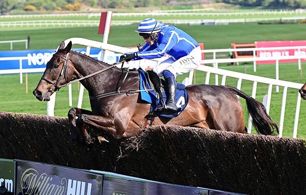 ENERGUMENE Paul Townend jump the last to win the Grade 1 William Hill Champion Steeplechase 