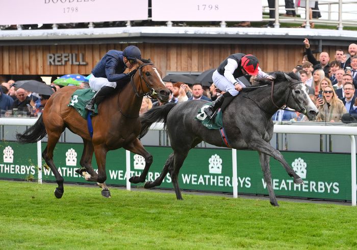 Above The Curve (left) is the mount of Ryan Moore in the Prix Saint-Alary 