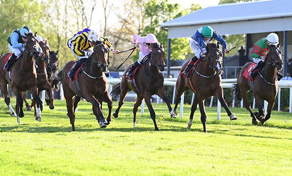 One For Bobby and Ben Coen 2nd left win the Irish Stallion Farms EBF Fillies Maiden 