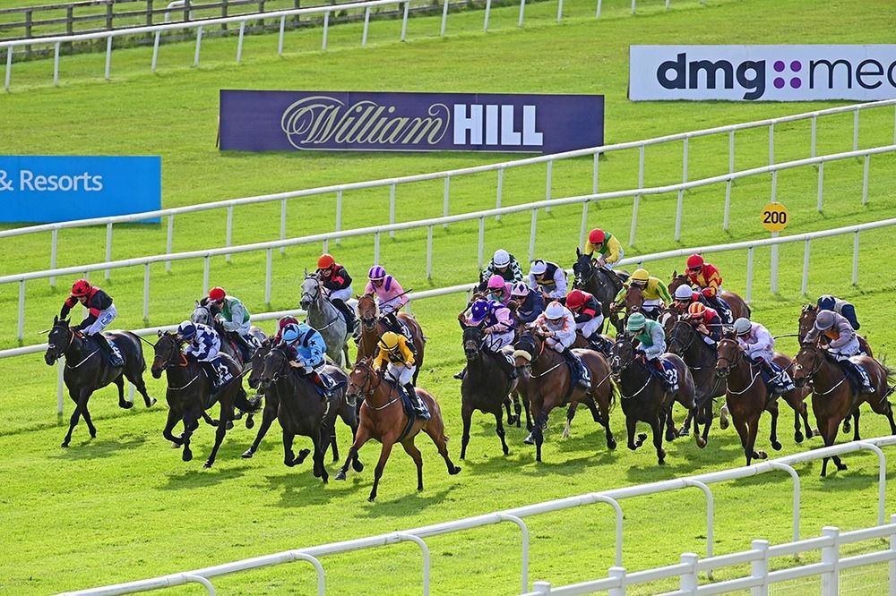 Celtic Crown and Wayne Lordan (yellow in centre) break from the pack to win 