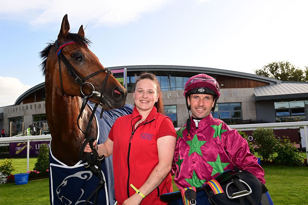 Triona with her horse Complete Fiction and jockey Rory Cleary