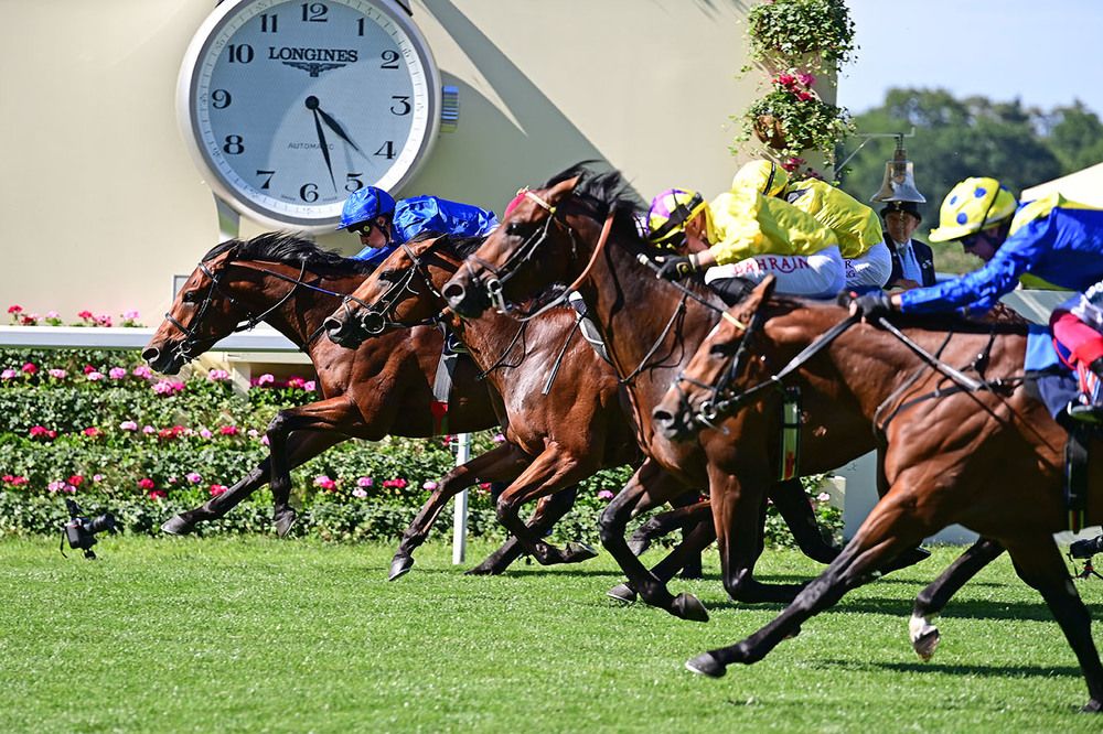 Coroebus (far side) clings on for victory in the St.James's Palace Stakes