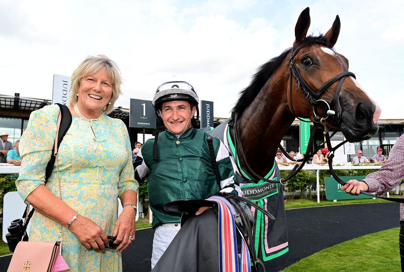A delighted Jessica Harrington and Shane Foley pictured with Magical Lagoon