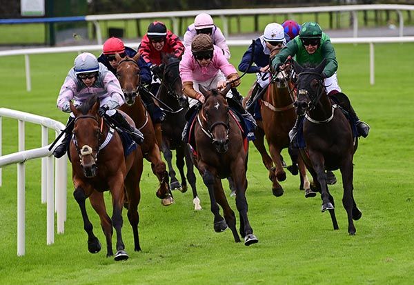 Flaming Moon, left, leads them off the home bend