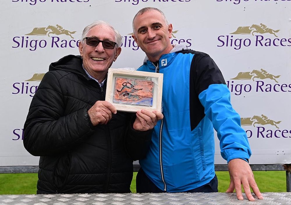 James McAuley (right) and his uncle James Gough pictured after the success of Alhaajeb