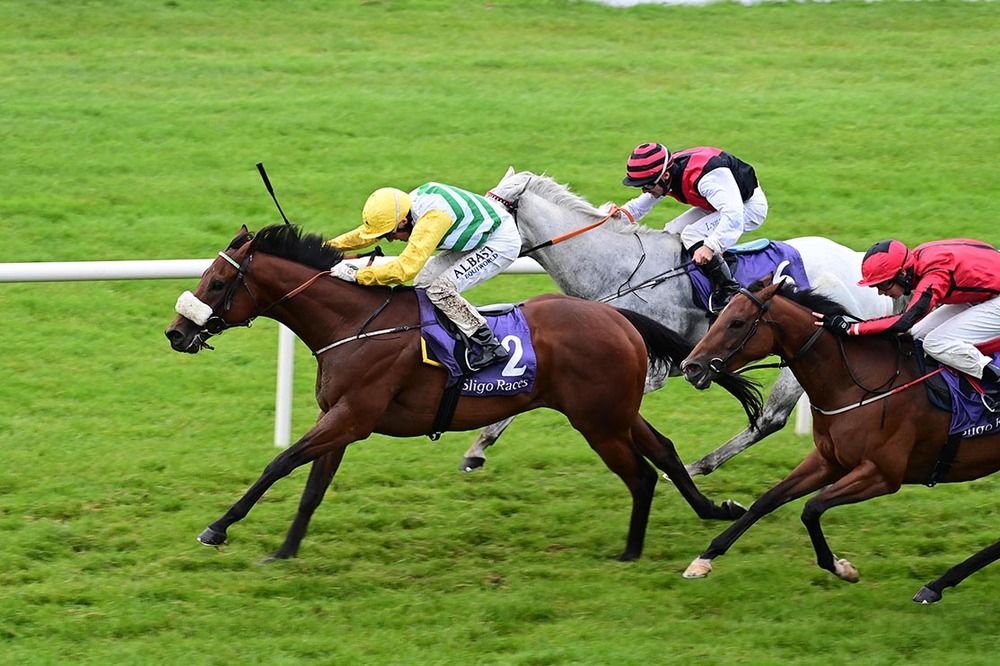 Gegenpressing and Chris Hayes edge ahead of Ducky Mallon (grey) and Ever Rock