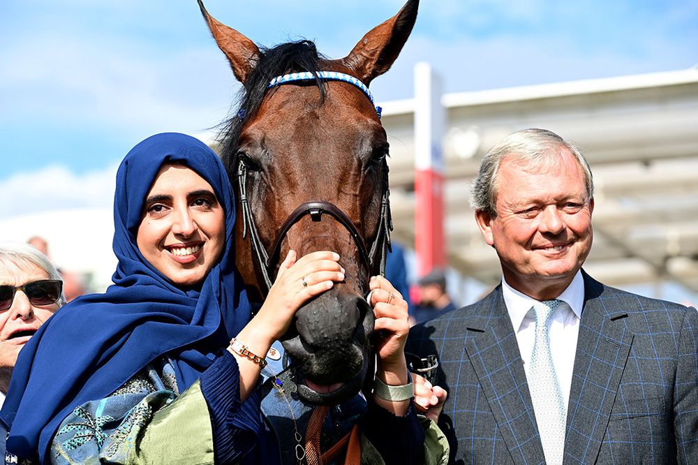 Baaeed with Sheikha Hissa and trainer William Haggas 