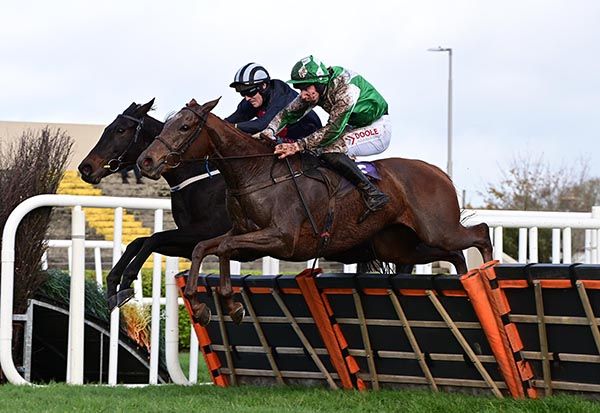 Champella (nearest) and My Design jump the last together 