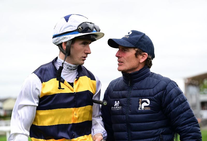 Curragh 25-9-22 Ben Coen & Johnny Murtagh after Devore won the WIlliam Hill Nursery Handicap(Photo HEALY RACING)