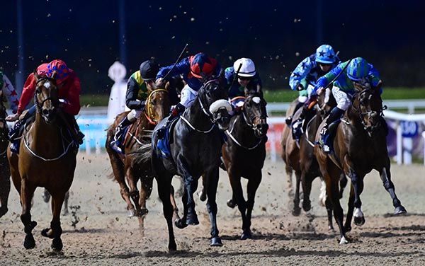 Lokada  Colin Keane centre win the William Hill Maiden at Dundalk 