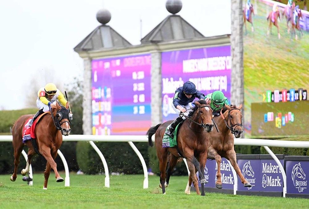 Tuesday and Ryan Moore (navy) lead home their rivals