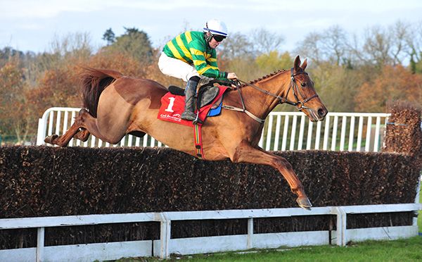 Dinoblue and Luke Dempsey win the Irish Stallion Farms EBF Mares Beginners Steeplechase 
