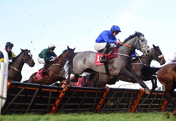 Action Motion and Daniel King jump the 3rd hurdle on their way to winning 