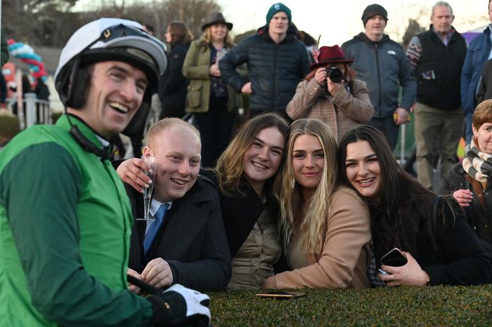 Patrick Mullins pictured with some of his fan club
