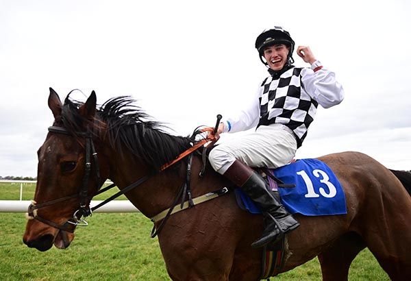 Andrew Burke-Ott celebrates on O Mio Babbino