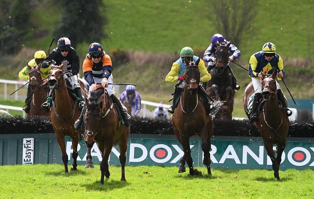 Winding River, orange and blue, heads for home