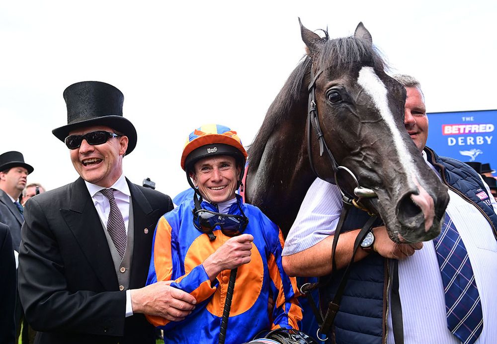 Aidan O'Brien and Ryan Moore with Auguste Rodin