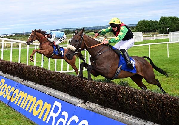 Rudy Catrail, near side, holds on from Tullyhogue Fort