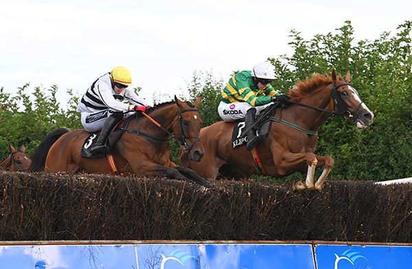 Mica Malpic and Mark Walsh far win the Kilmurray s Hardware Handicap Steeplechase from The Dasher Conway 