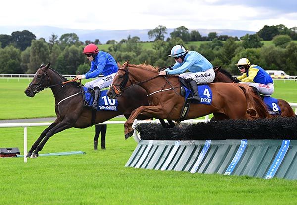 Our Boy Wes (nearest) comes with his challenge under Donagh Meyler