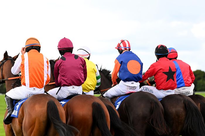 Ballinrobe 14-August-2023.Jockeys pictured at the start at the County Mayo venue.Healy Racing