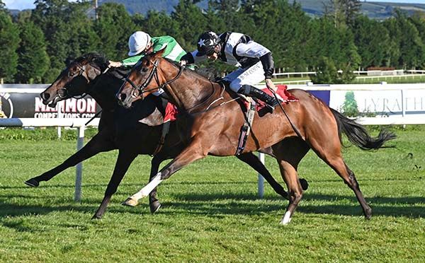 Letiza, near side, wears down Lady Meis