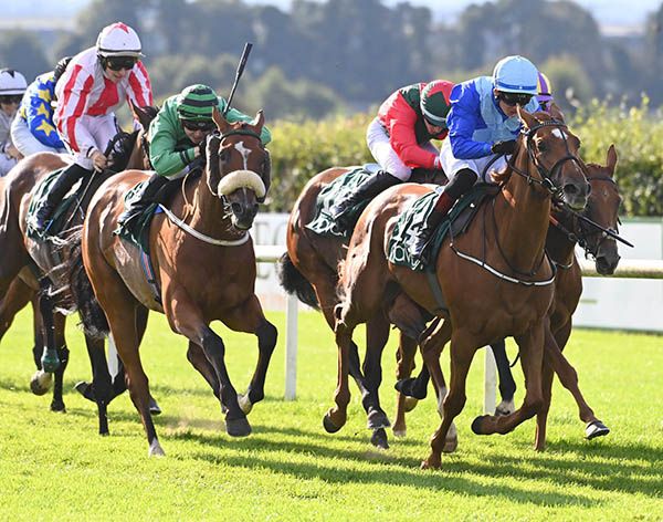 Slieve Bearnagh and Jamie Powell left win the Gormanlough Apprentice Handicap. 